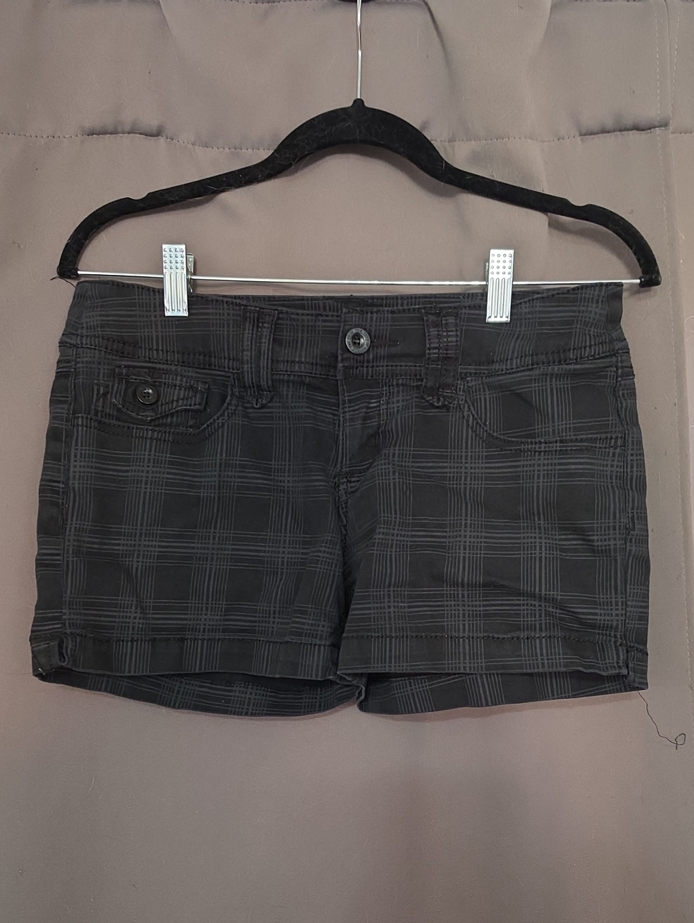 YMI Black Plaid Jean Shorts